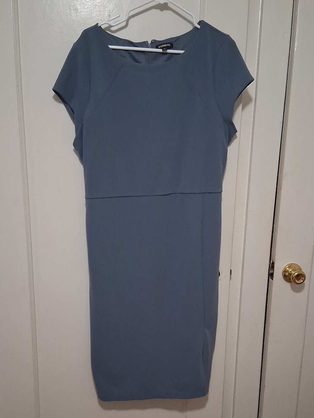 Express Slate Blue Cap-Sleeve Midi Dress